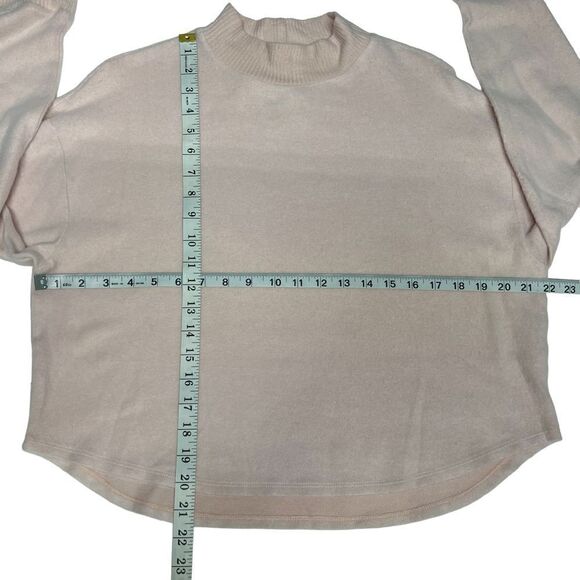 Socialite Drop Shoulder Sweater Cropped Turtleneck Pink Smoke Ribbed Cuffs Large - Picture 6 of 14